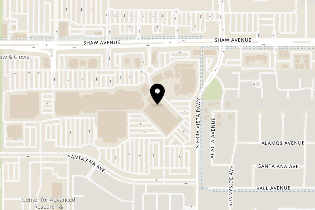 Map showing the location of Sakura Chaya Sakura Chaya Clovis on 1200 Shaw Ave Ste 105 in Clovis